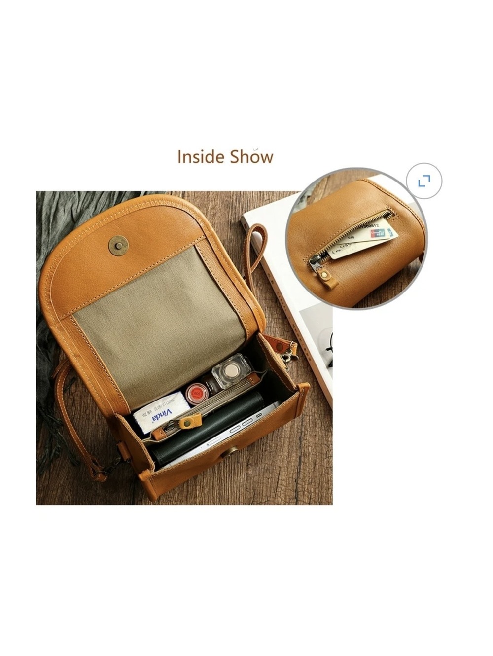 Small Saddle Bags Genuine Leather Brown Crossbody Bag Brand New - Picture 4 of 5